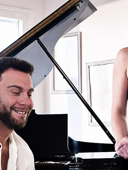 Casey Calvert pleasures bearded dude in the living room