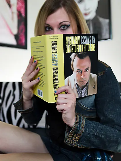 Nerdy blondie bored reading