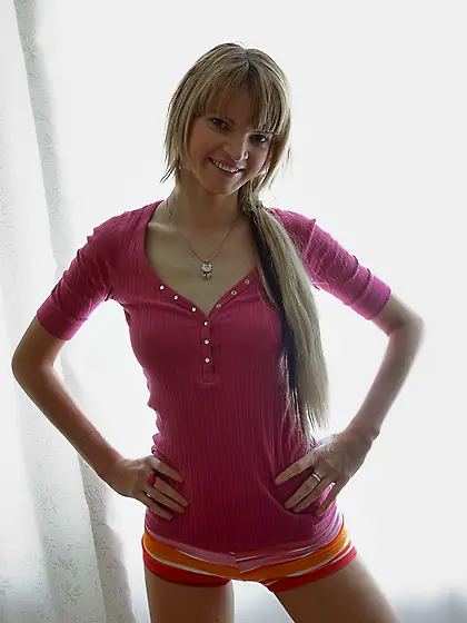 Lovely blonde creampied after encounter in bed with naughty boyf