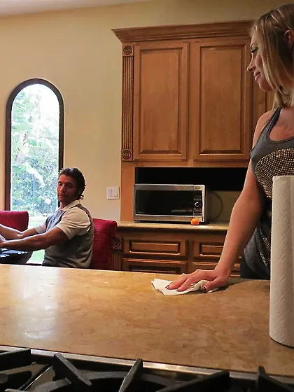 Stockings-clad blonde gets boned in POV after some quick 69-ing