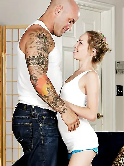 Muscled hunk licks sweet pussy of the petite blonde and drills i