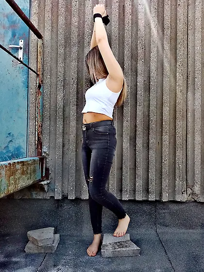 Captured girl on the roof