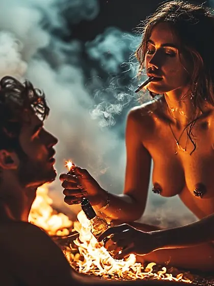 Sexy Smoking Hot Fire Church Coven Gals Light Men