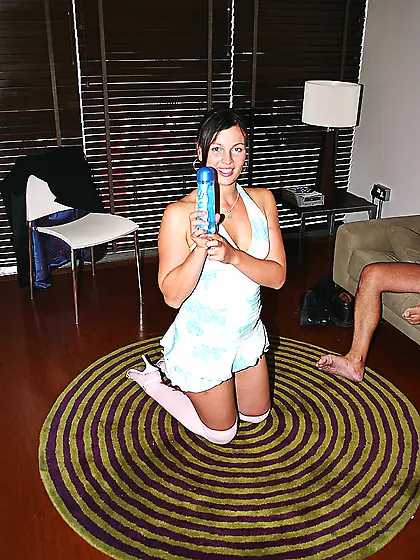 British slut lubing up her booty