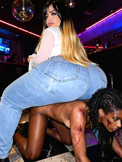 Pawg sits on nigger slave