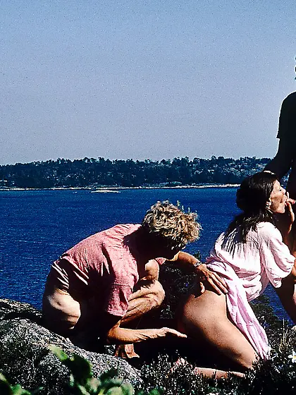 Lonely girl walking by the beach is surprised