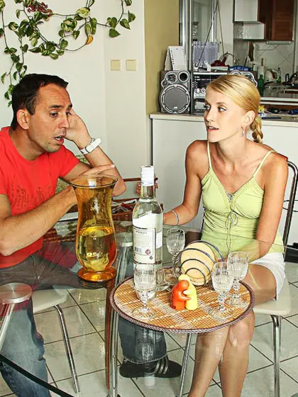 Blonde mom sons pounding