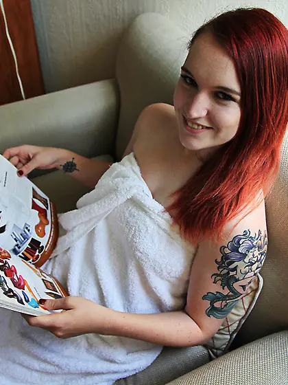 Inked redhead nice ass