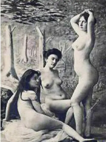 Naked vintage retro girl