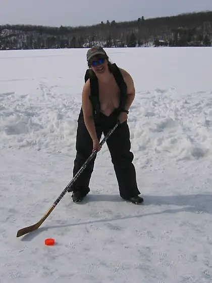 Liz busy getting naked in the snow