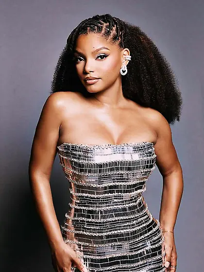 Halle Bailey in a silver dress