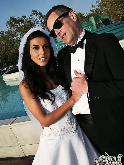 Pretty bride Lou Charmelle is cheating her boyfriend with the st