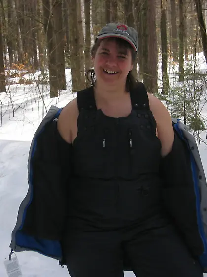 Liz busy getting naked in the snow