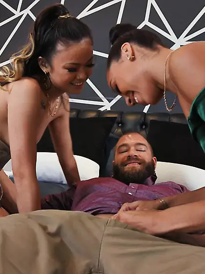 Alexis Tae and Lulu Chu getting fucked by handsome stallion