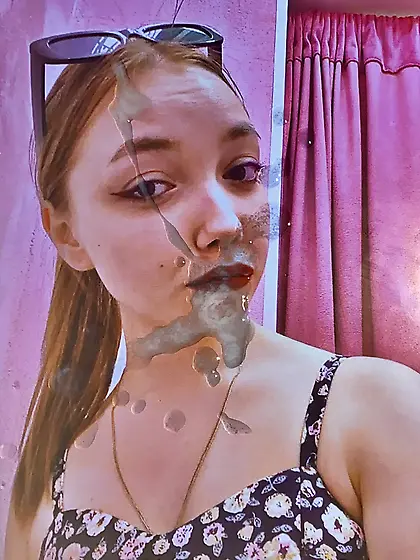 Disgusting cum on camp cutie Nika Kudryavceva face