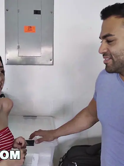 Petite brunette teen sucks