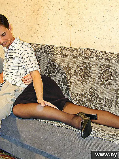 Pantyhosed teen brunette gets a fetish hardcore fuck