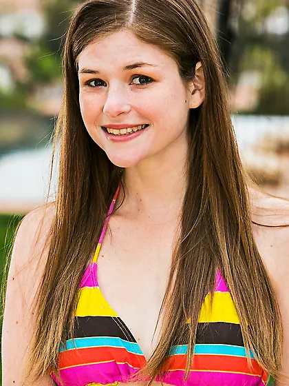 Young brunette jeans shorts