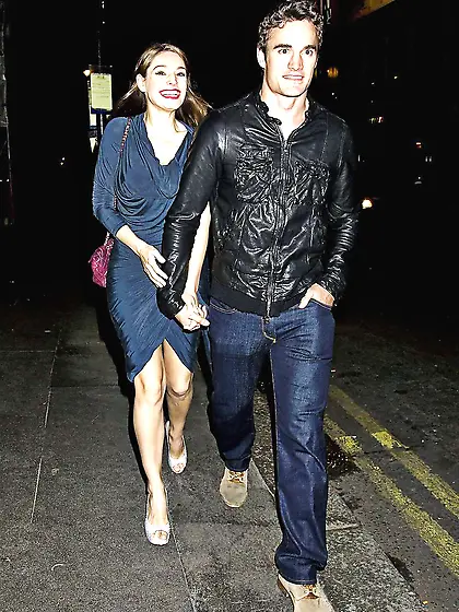 Kelly Brook exiting Mahiki Nightclub in London