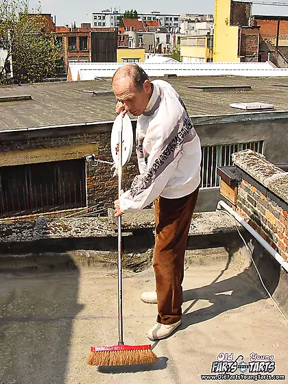 Relaxed senior fucking a naughty blonde girl