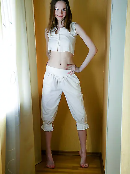 Russian stripping slim teen big tits