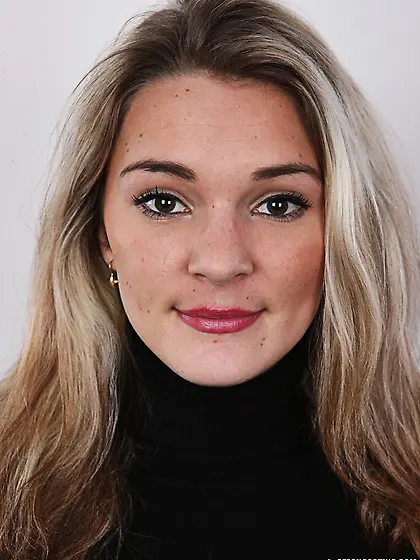 Slim fair-haired vixen with big melons