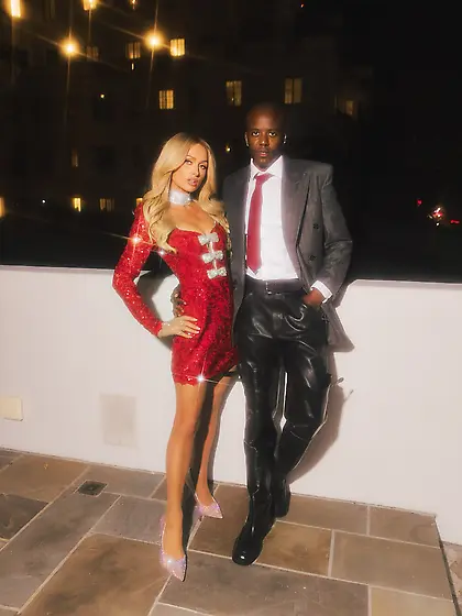 Paris Hilton a red dress