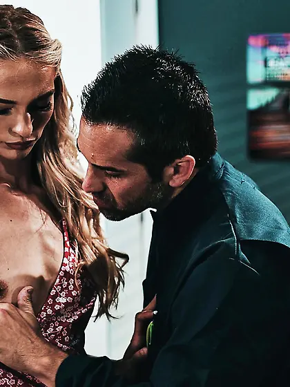 Skinny blonde girl gets fucked in the classroom