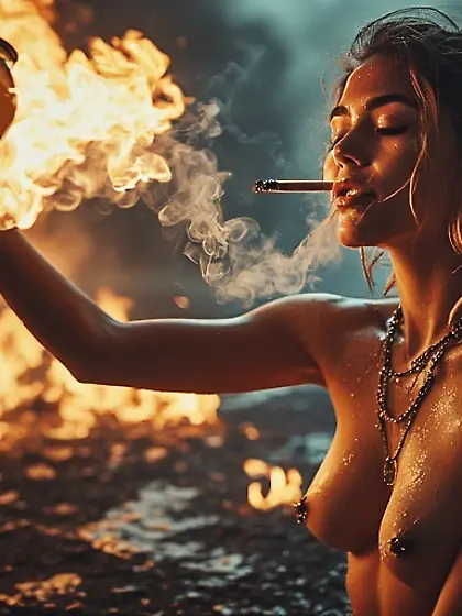 Sexy Smoking Hot Fire Church Coven Gals Light Men