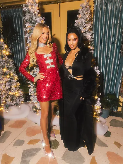 Paris Hilton a red dress