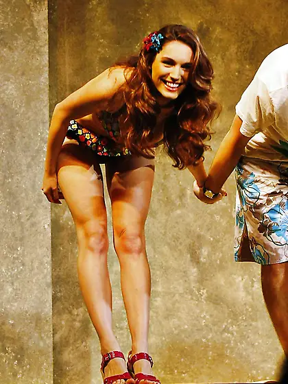 Kelly Brook in Bathing Suit on Stage at Comedy Theatre in London