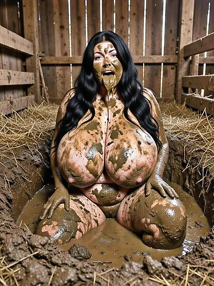 Busty fat slut loves manure