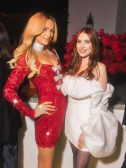 Paris Hilton a red dress