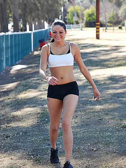 Black shorts white top