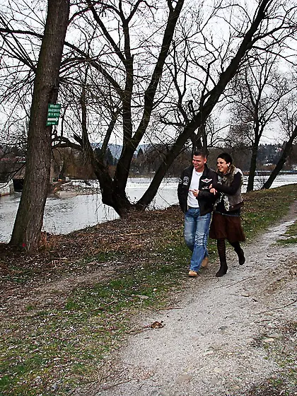 Short haired stunner licking