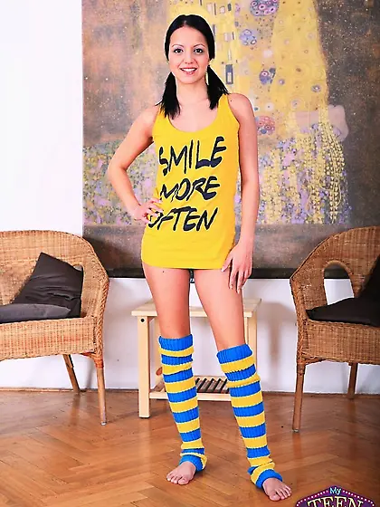 Teen Adri Nubiles with fine ass gets naked then touches her smal