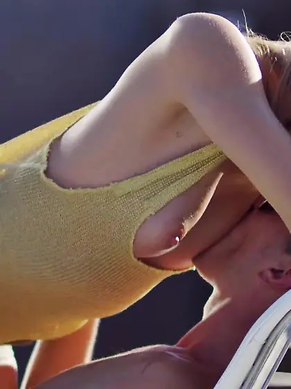 Romantic sexy slender teen sucks dick