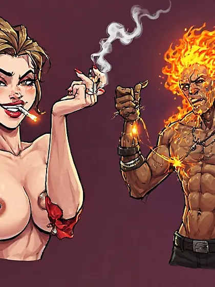 Sexy Smoking Hot Fire Church Coven Gals Light Men