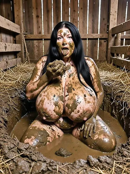 Busty fat slut loves manure