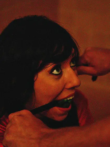 Sex-hungry dude ties up his sexy brunette babe,  clamps her melon