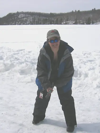 Liz busy getting naked in the snow