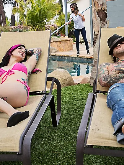 Hot rocker babes shares a hard cock by the...