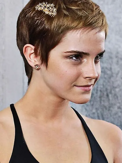 Emma Watson,  cum for Emma Watson's pixie haircut.