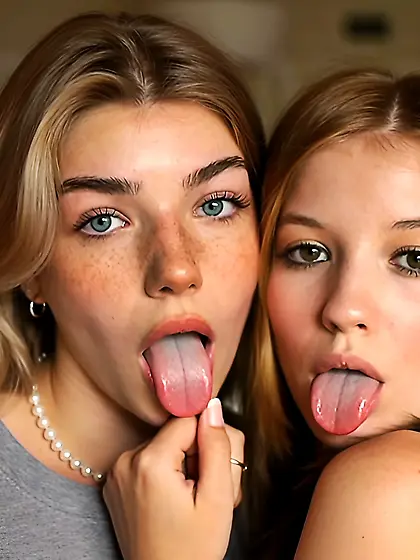 blondes sticking out their tongues