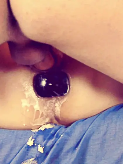 Messy CREAM FUCK while BUTT PLUGGED