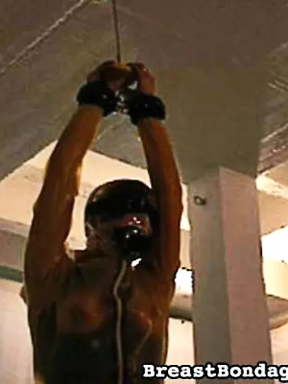 Tied bondaged slave wears