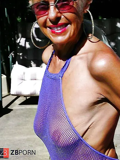 Bare-Chested blond granny