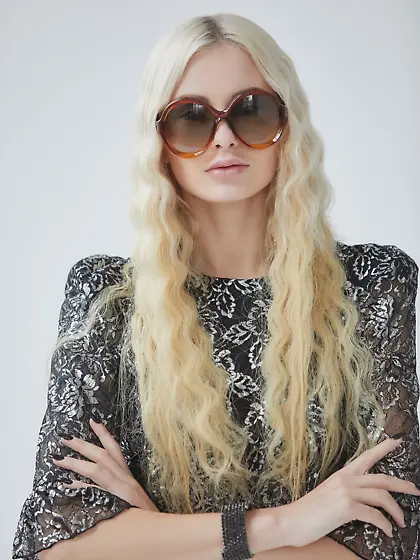 Blonde seductive cutie wears