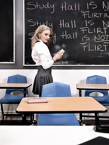 Petite schoolgirl with tattoos gets fucked after class