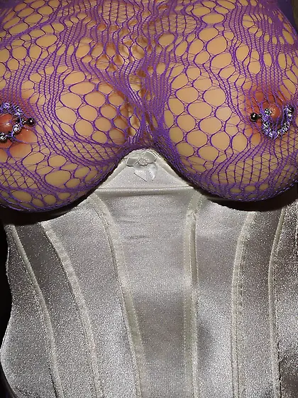 little slut in fishnet bodysuit